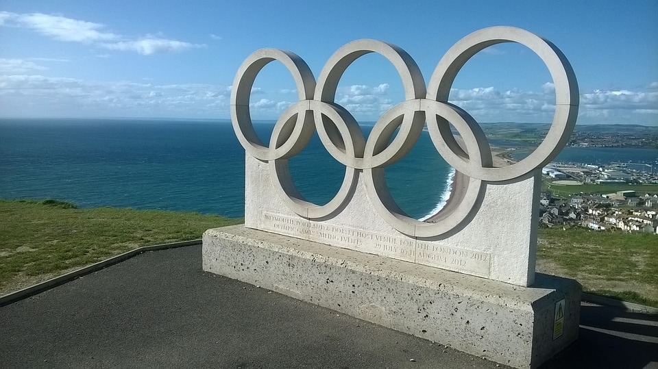 Olympic rings at Portland. To celebrate the Olympic sailing events held in Weymouth and Portland